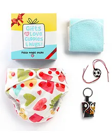 SuperBottoms Rakhi Gift For Kids Reusable Cloth Diapers For Brother & Sister Baby Hearts- Multicolor