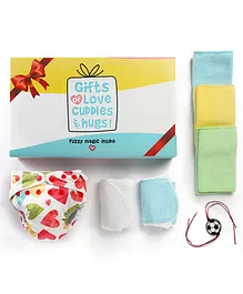 SuperBottoms Rakhi Gift For Kids Reusable Cloth Diapers For Brother & Sister Baby Hearts- Multicolor