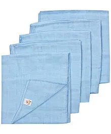 Tinycare Square Cloth Baby Nappy Light Blue Medium - Set Of 5