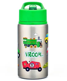 ONS Kids Stainless Steel Water Bottle Transportation Theme Green - 532 ml