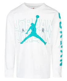 Jordan Full Sleeves Jump Man Logo Print Tee - White