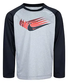 Nike Full Sleeves Swoosh Repeat Tee - Grey