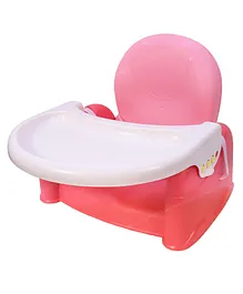 Toyshine Foldable Feeding Booster Seat With Adjustable Height & Food Tray - Pink