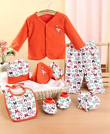 Babyhug Clothing Gift Set Butterfly Theme Red & White - Pack of 8