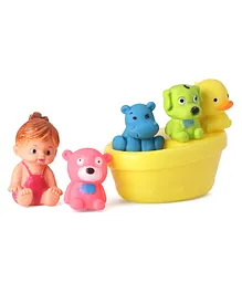 Ratnas Squeezy Babies Bath Toys With Animal Friends Pack Of 6 (Color & Print May Vary)