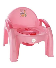 Baby's Toilet Potty Training Seat Chair with Upper Closing Lid and Removable Bowl (Red, 6-24 Month) - Pink