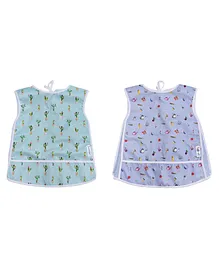 Cuddle Care Infant and Toddler Weaning Bib Combo Cactus Print Pack of  2-Green & Grey