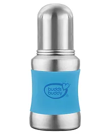 Buddsbuddy Stella Plus Stainless Steel Regular Neck Baby Feeding Bottle With Extra Spout Sipper 140ml - Blue