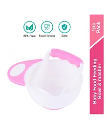 Buddsbuddy Baby Food Feeding Bowl & Masher - Pink