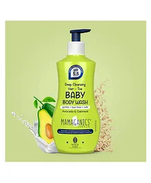 Mamaganics Deep Cleansing Hair to Toe Baby Body Wash pH 5.5 for Baby's Sensitive Soft Skin with  Avocado and Oatmeal Hypoallergenic Vegan Friendly-240 ml