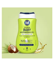 Mamaganics Nourishing Baby Hair Massage Oil For Baby's Tender Scalp With 100% Virgin Cold Pressed Coconut Oil and Vitamin E Vegan Friendly-  120ml