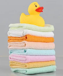 Ben Benny Cotton Solid Wash Cloth With Bath Toy Pack of 8 - Multicolour