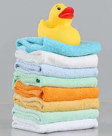Ben Benny Cotton Solid Wash Cloth With Bath Toy Pack of 8 - Multicolour
