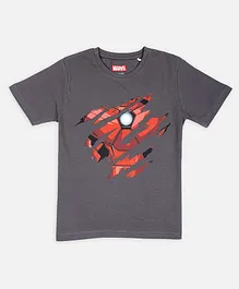 Nap Chief Half Sleeves Iron Man Battle Suit Featured T Shirt - Dark Grey