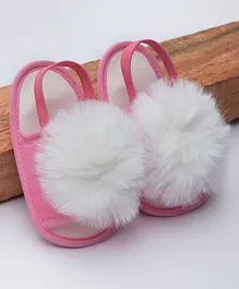 Daizy Fur Flower Detailed Booties - Baby Pink