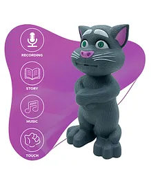 NHR Impressions Intelligent Talking Tom Cat Speaking Robot Cat Repeats What You Say Touch Recording Rhymes & Songs, Musical Cat - Grey