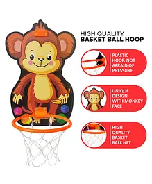 NHR Hanging Basket Ball Hoop With Net & Ball Monkey Print Hanging Board - Multicolour