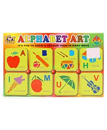 Toyfun Alphabet Art Stencil With Colors 43 Pieces - Multicolor