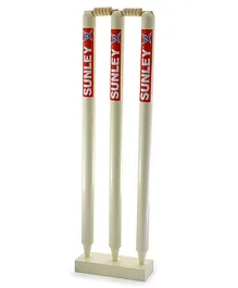 SUNLEY Wooden Wicket Set for Youth and Senior 3 Piece Wooden wickets 2 Piece Bails 1 Piece Base - Brown