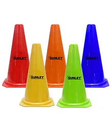 SUNLEY 6 Inch Football Training Agility Cone Marker Safety Traffic Marker Soccer Cones Baseball Practice Agility Markers Cones Pack Of 5 - Multicolour