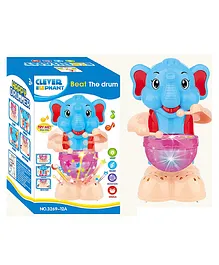AKN TOYS Happy Elephant Drummer Toy with Colorful Flashing Lights - Multicolor