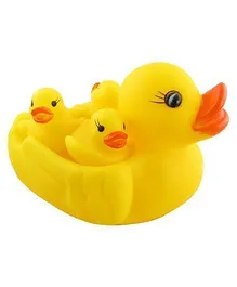 AKN TOYS Squeeze Chu Chu Sound Bathtub Toys   Pack of 4 - Yellow