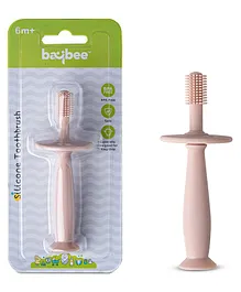Baybee 360° Soft Silicone Baby Toothbrush with Anti Choking Handle - Pink