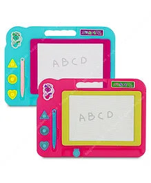 Baybee Magnetic Writing & Drawing Erasable Board Slate With Stamps & Pen Pack of 2  - Blue