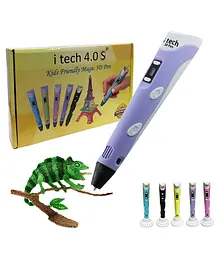 Wol3D Itech Kids Friendly Magic 3d Pen 2022 Super Value Pack With Pen Holder And Free Filaments - Purple