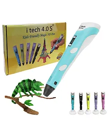 Wol3D Itech Kids Friendly Magic 3d Pen 2022 Super Value Pack With Pen Holder And Free Filaments - Blue