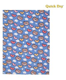 Quick Dry Baby Bed Protector Vibro Teddy Print Small - Blue(Print May Vary)