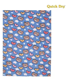 Quick Dry Baby Bed Protector Vibro Teddy Print - Blue