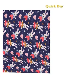 Quick Dry Baby Bed Protector Vibro Bunny Print - Navy Blue