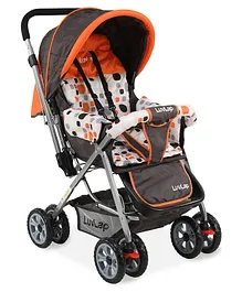 LuvLap Sunshine Stroller with Adjustable Canopy & 5 Point Safety Harness - Orange