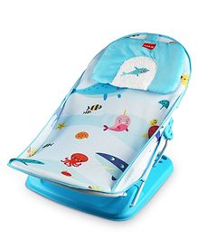 LuvLap Aqua Tales baby bather for baby 0-6 months, New Born Baby Bath Chair, 3 position adjustable, Washable soft Mesh, Large Seat (Multicolor)