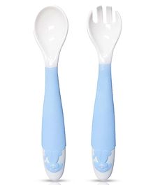 LuvLap Twisting Spoon And Fork - Blue