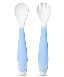 LuvLap Twisting Spoon And Fork - Blue