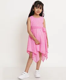 Creative Kids Sleeveless Abstract Printed Fit And Flare Dress - Pink