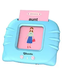 Blessbe Talking English Words Flash Cards Preschool Electronic Reading Early Talking Flashcards Blue -112 Cards