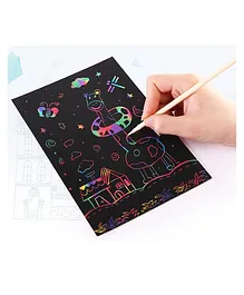 Voolex 10 Scratch Paper With 1 Bamboo Stick - Multicolour