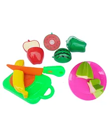 Voolex Sliceable Fruits Cutting Play Toy Set 1 Chop Board 1 Knife 5 Fruits -Multicolor