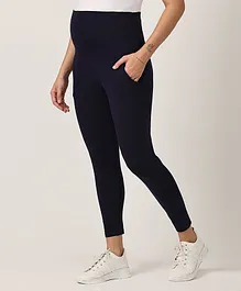 The Mom Store Comfy Belly Over Solid Maternity Leggings - Navy Blue