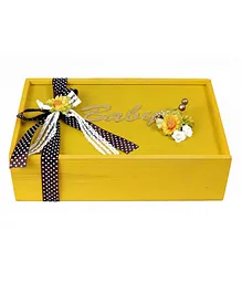 Little Surprise Box Yellow Sunshine Wooden Baby Shower Box Gender Neutral - Yellow