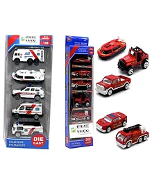 WOW Toys Delivering Joys of Life Combo of Fire Trucks and Ambulance Die Cast Metal Cars Pack of 10- Multicolor
