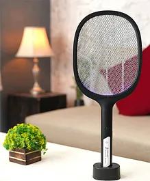 Classic Mosquito Racket With Warranty 6 Months Rechargeable Insect Killer Mosquito Bat With Led Lights 1200mah Lithium Ion Battery - Black
