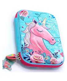 New Pinch Unicorn Printed Hard Top Pencil Pouch - Pink