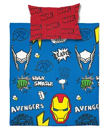 Marvel Avengers Single Bedsheet With Pillow Cover - Blue