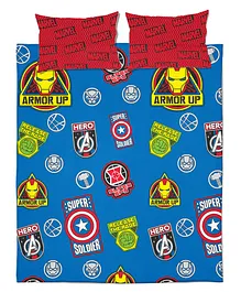 Marvel Avengers Double Bedsheet With Pillow Cover - Blue