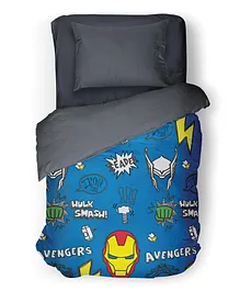 Marvel  By Satcap India Single Bed Cotton Comforter Avengers Print - Blue