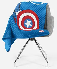 Marvel Single Bed Fleece Blanket Captain America Print - Blue